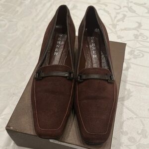 Vintage Werner Women's Brown Suede & Leather Low Heels